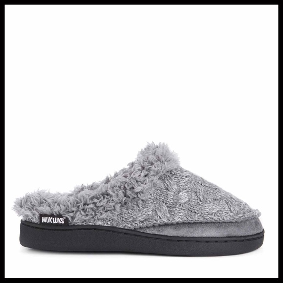 MUK LUKS FURRY SLIDES SLIPPERS CLOG SLIP ONS A2C - Picture 2 of 8